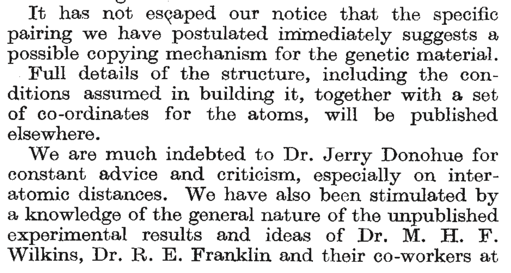Excerpt from Crick and Watson (1953).