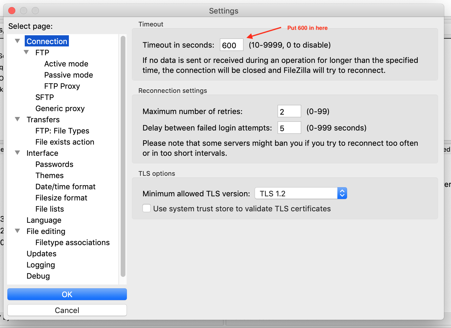 Setting FileZilla's master password